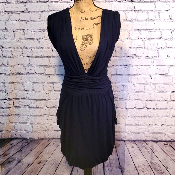 T-Bags Plunge Dress Navy Blue Size M NWOT - Picture 1 of 12